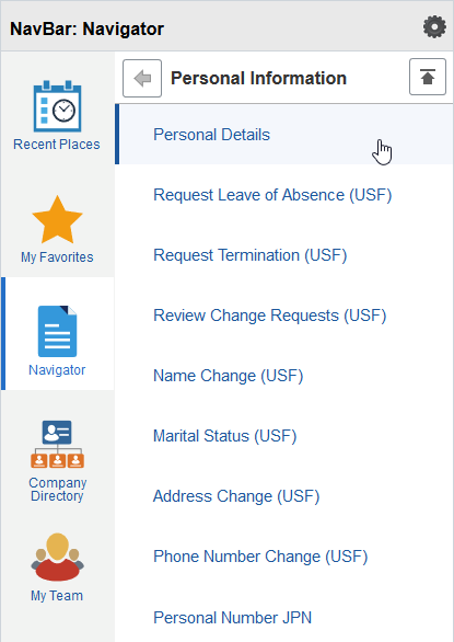 Navigator menu