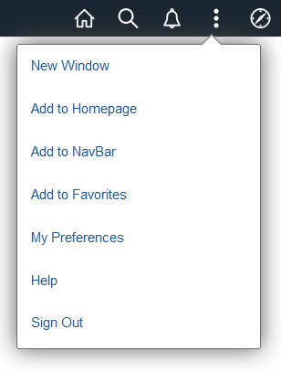 Actions menu from a fluid page