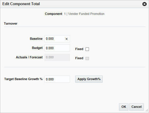 Edit Component Total window