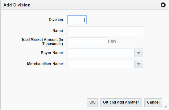 Add Division window