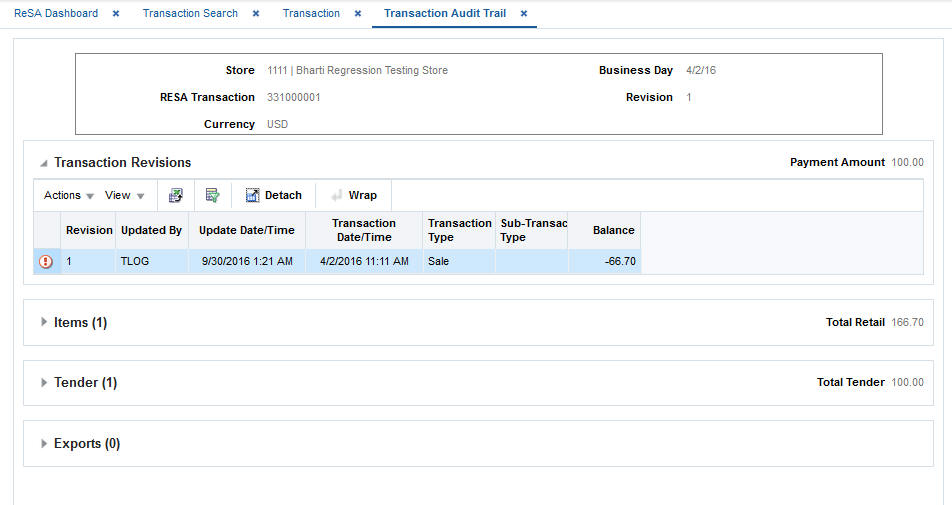 Transaction Audit Trail Window