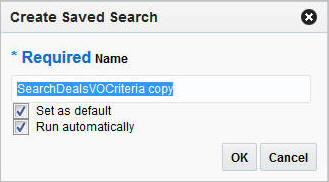 Create Saved Search window