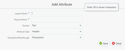 Add Attribute page follows This illustration shows the Add Attribute window where you can add the attribute details.