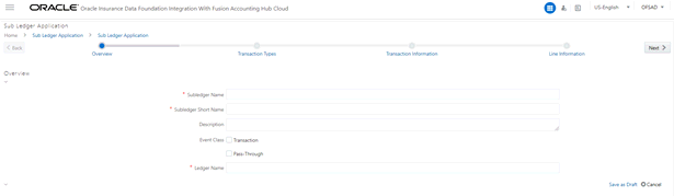 Subledger Application page follows This illustration shows the Subledger Application details.