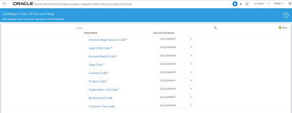 Subledger Chart of Account Map page follows: This illustration shows the Subledger Chart of Account Map details.