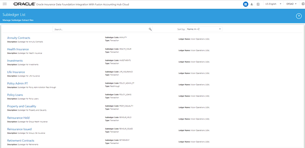 Subledger List page follows This illustration shows the Subledger List details.