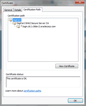 Certificate window