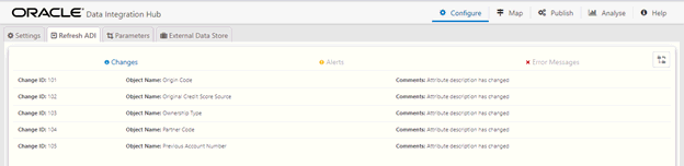 This illustration helps to view all the ADI Refresh details under the Changes tab.