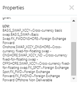 This illustrations displays the property window with the Domain Name, Description, and List of Values or logical entity information. This illustrations displays the property window with the Domain Name, Description, and List of Values or logical entity information.