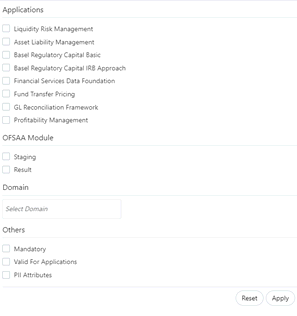 This illustrations displays the applications you can select to filter.