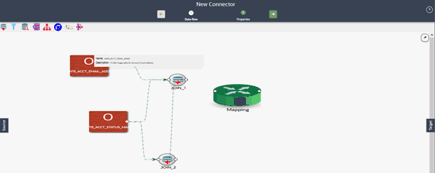 This illustrations displays the New Connector window where you can  join component on the connector window to link multiple entities.