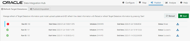 This illustrations displays the Refresh Target Datastore Interface summary information.