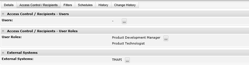 New Report Schedule Access Control/Recipients Page