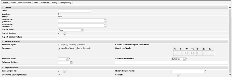 Report Schedule Details page