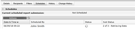 Report Schedule Schedules page