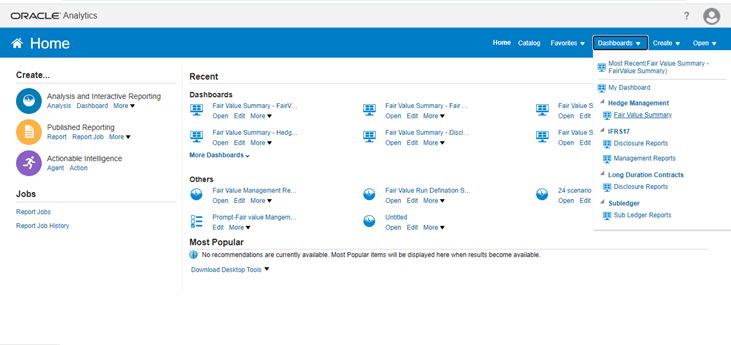 Description: This image illustrates the analytics homepage. You can view the various dashboards that are available in the application.