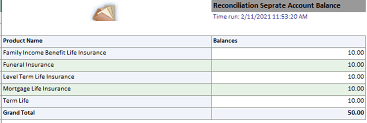 Title Reconciliation Separate Account Balance Report - Description This report displays balance information for the reconciliation of separate accounts.