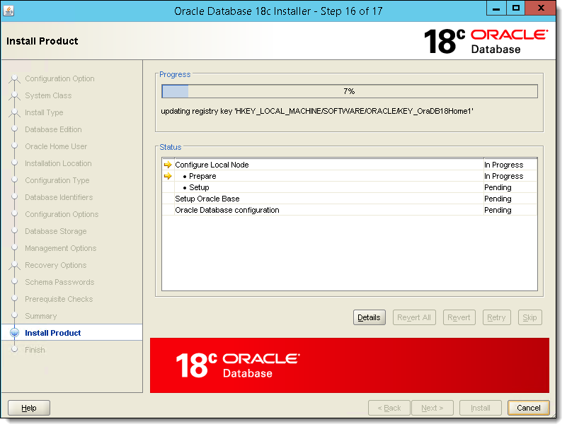 This figure shows the installation Progress window.