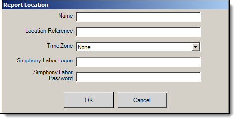 This figure shows the Report Location configuration window.