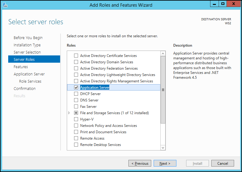 This figure shows the Add Roles and Features Wizard.