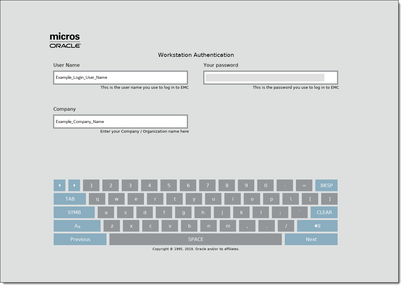 This figure shows the CAL Workstation Authentication window for Simphony Standard Cloud Service users.