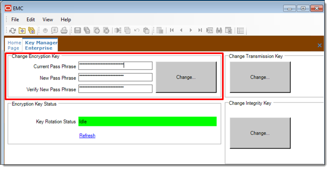 This figure shows the Key Manager module’s pass phrase rotation process.