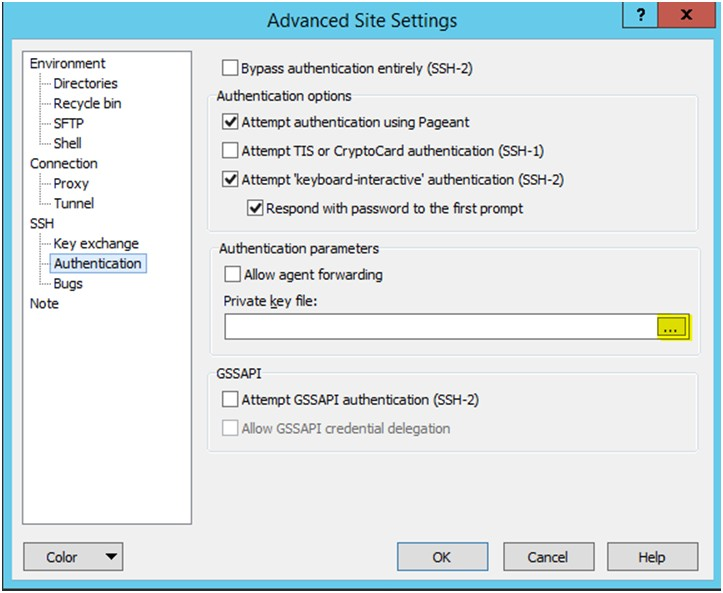 Advanced Site Settings Dialog