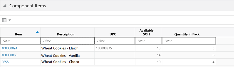Component Items Section