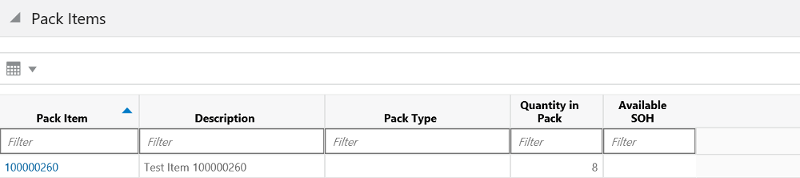 Pack Items Section