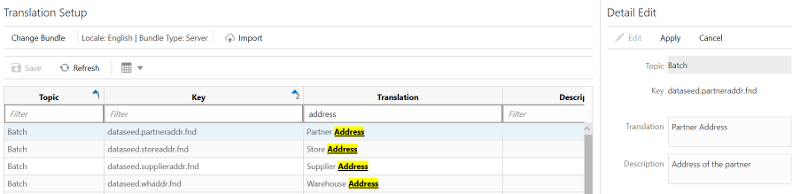 Translation Setup Screen