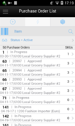 Purchase Order List Screen