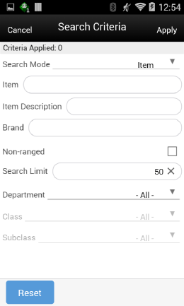 Search Mode: Item
