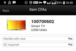 Item CFAs Screen