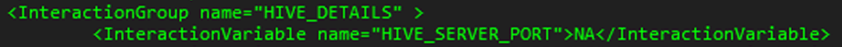 This illustration shows Significance and Expected Value of the HIVE_ SERVER_PORT. Identifies the port used for the file transfer service. The default value set is 22 (SFTP). Set this value as 21 for FTP.