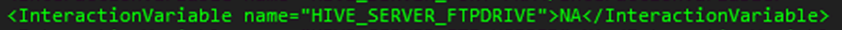 This illustration shows Significance and Expected Value of the HIVE_SERVER_ FTPDRIVE. Identifies the absolute path to the directory identified as the file system stage area of the HIVE server.