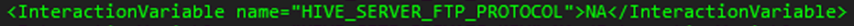 This illustration shows Significance and Expected Value of the HIVE_SERVER_FTP_ PROTOCOL. If the HIVE_SERVER_PORT is 21, then set the value as FTP, else set it as SFTP.