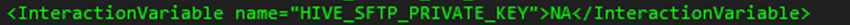 This illustration shows Significance and Expected Value of the HIVE_SFTP_PRIVATE_ KEY. Identifies the SFTP private key for the HIVE server.