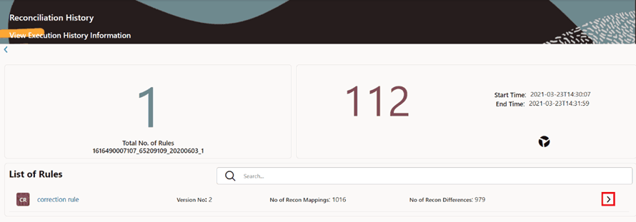This illustration highlights the icon, that gives the details of the execution entity name along with the balance type. You can open the report details using this additional icon.