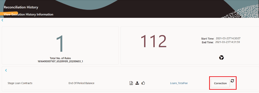 This illustration displays that the user needs to clicks the refresh icon to enable the Correction button. Only if the data is posted to PP, the Correction button is enabled.