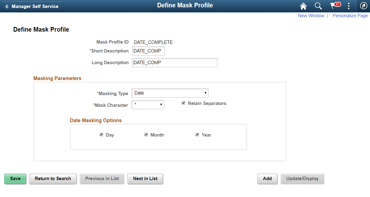 Date type masking