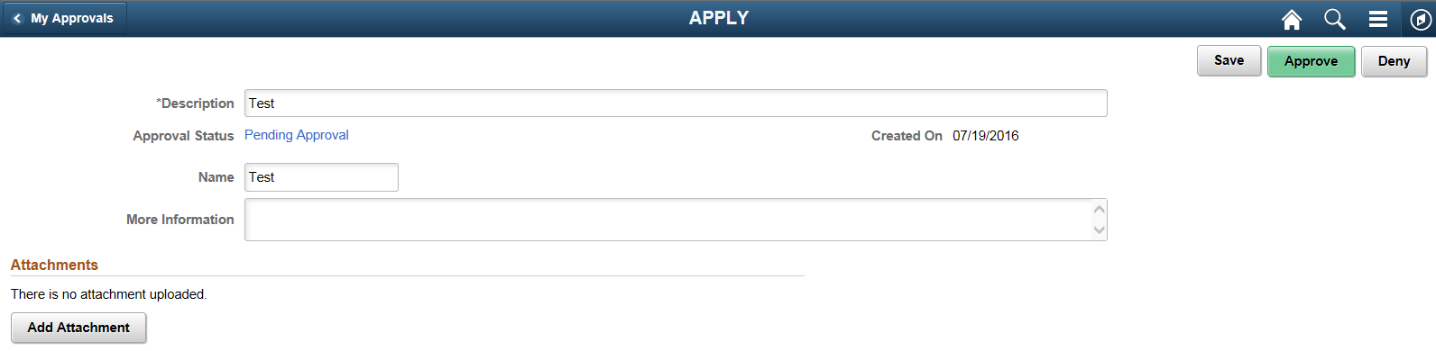 My Approvals page