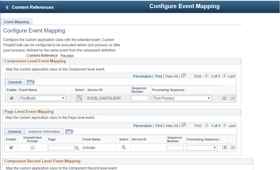 Map component to Application Page