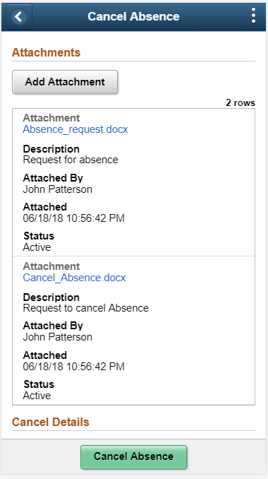 (Smartphone) Employee Self Service_ Cancel Absence Page