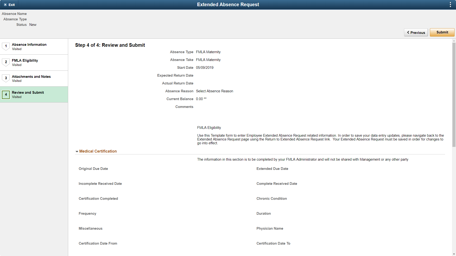 Extended Absence Request_Review and Submit (1 of 2)