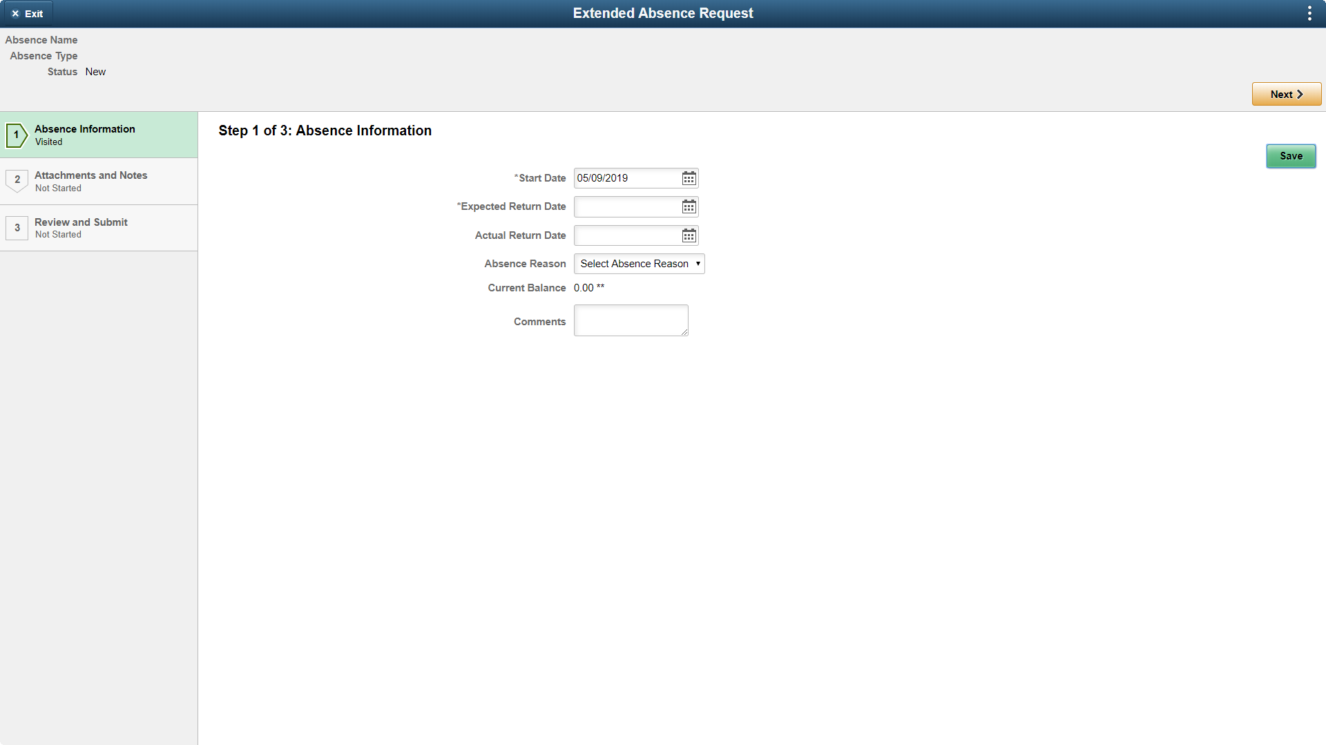 Extended Absence Request_Absence Information