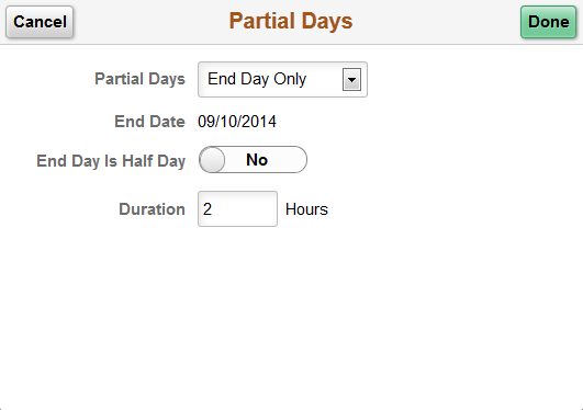 Partial Days page