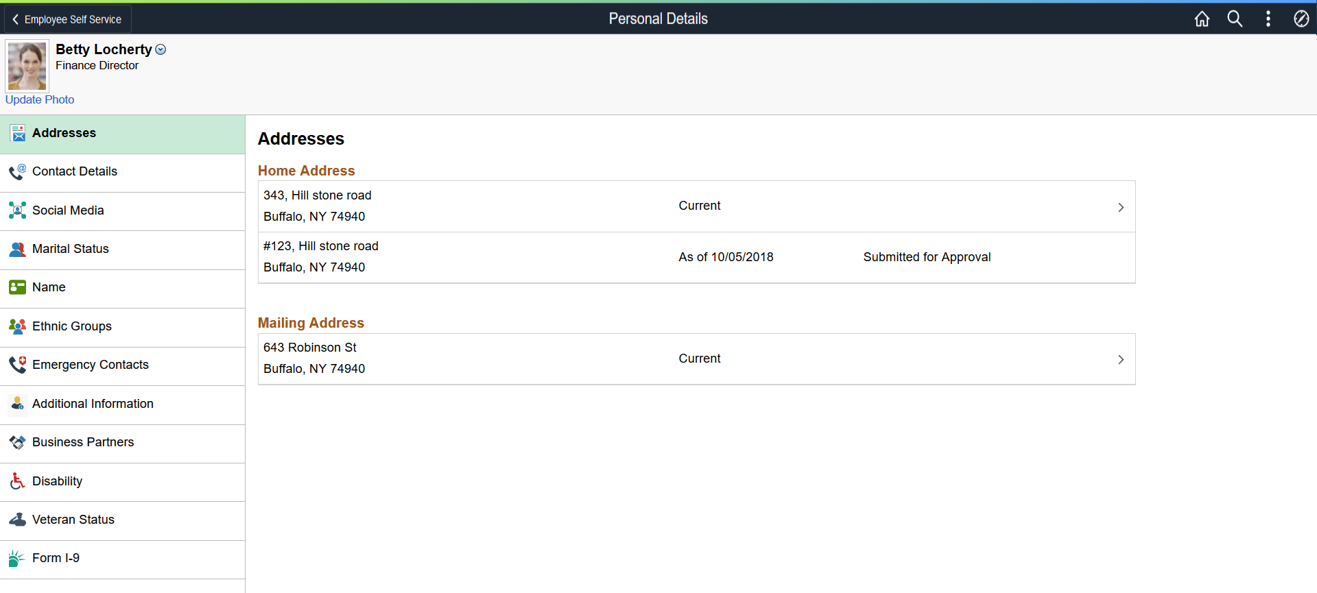 Personal Details Page Layout