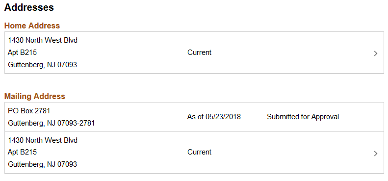 Addresses (summary) page