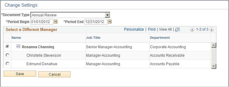 Change Settings page