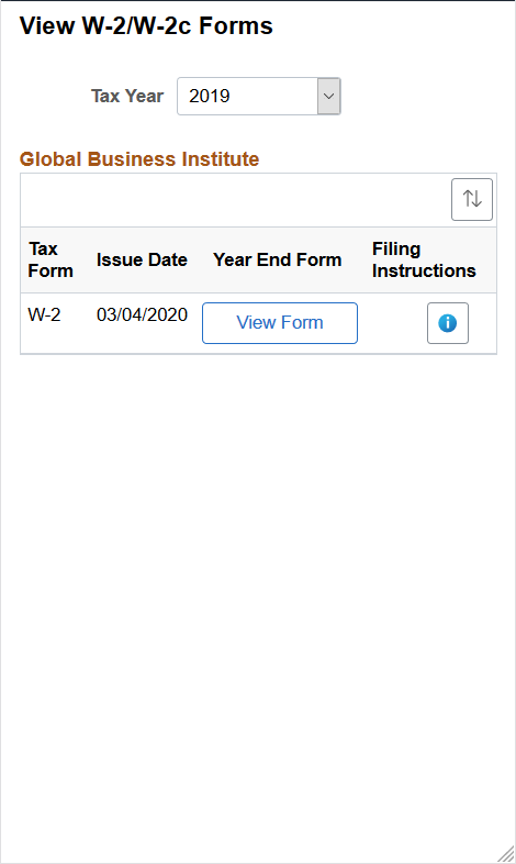 (Smartphone) View W-2/W-2c Forms page